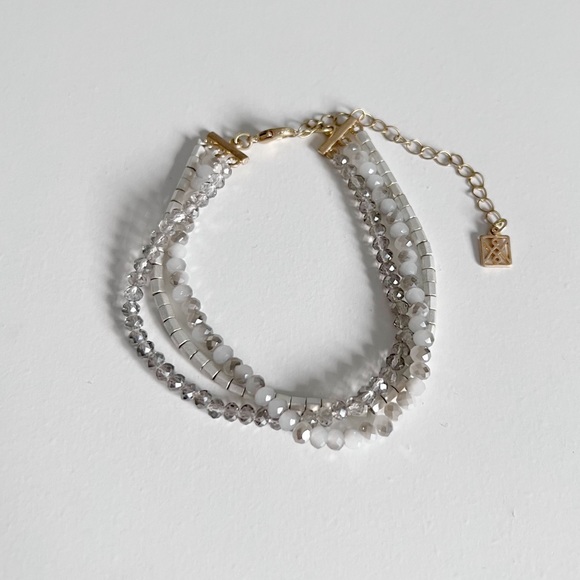 Beaded Three Strand Bracelet with Gold Toned Clasp - Picture 7 of 10